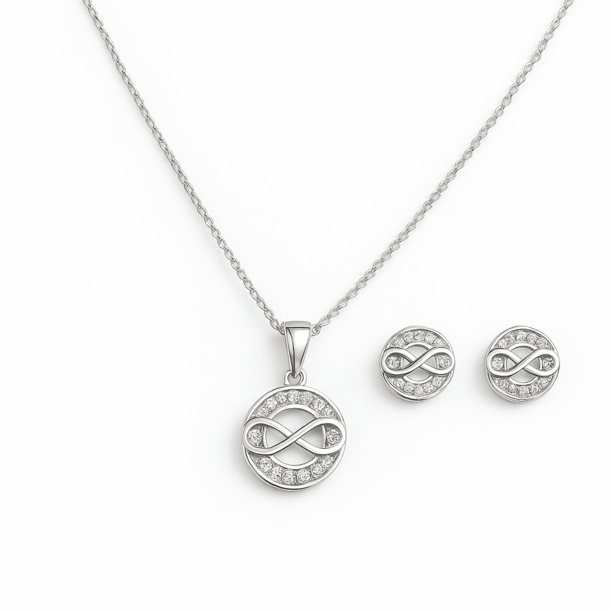Sterling Silver Infinity Jewellery Set with CZ Stones - Yenny Jewels