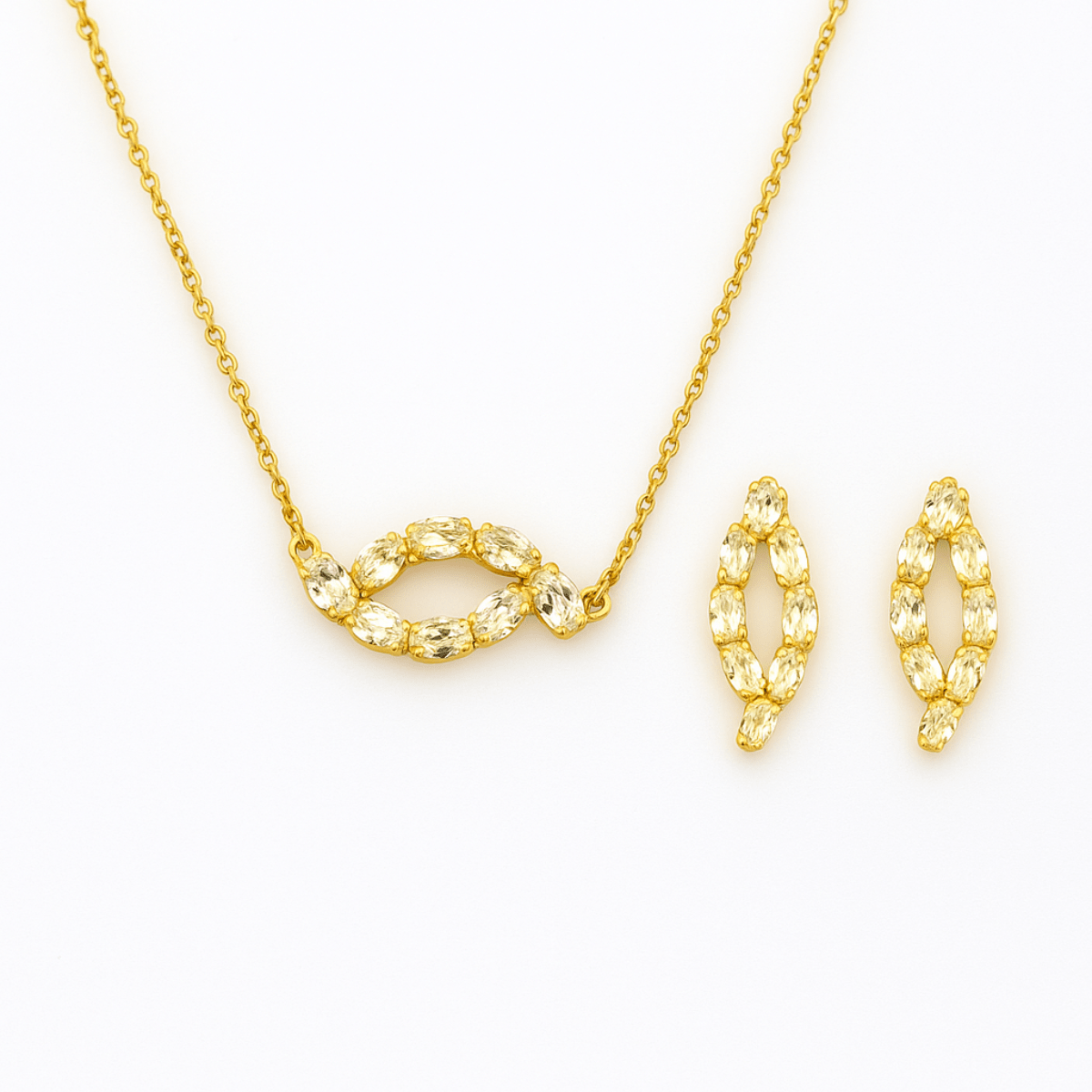 Crystal Link Necklace & Earrings Set - Yenny Jewels