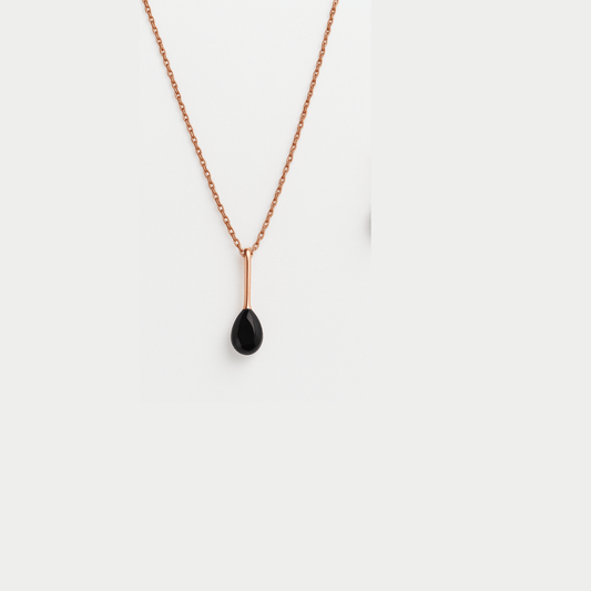 Rose Gold - Plated Black Teardrop Jewellery Set - Yenny Jewels