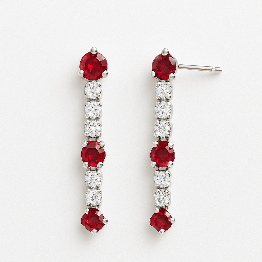 Red Crystal Necklace & Drop Earring Set - Yenny Jewels