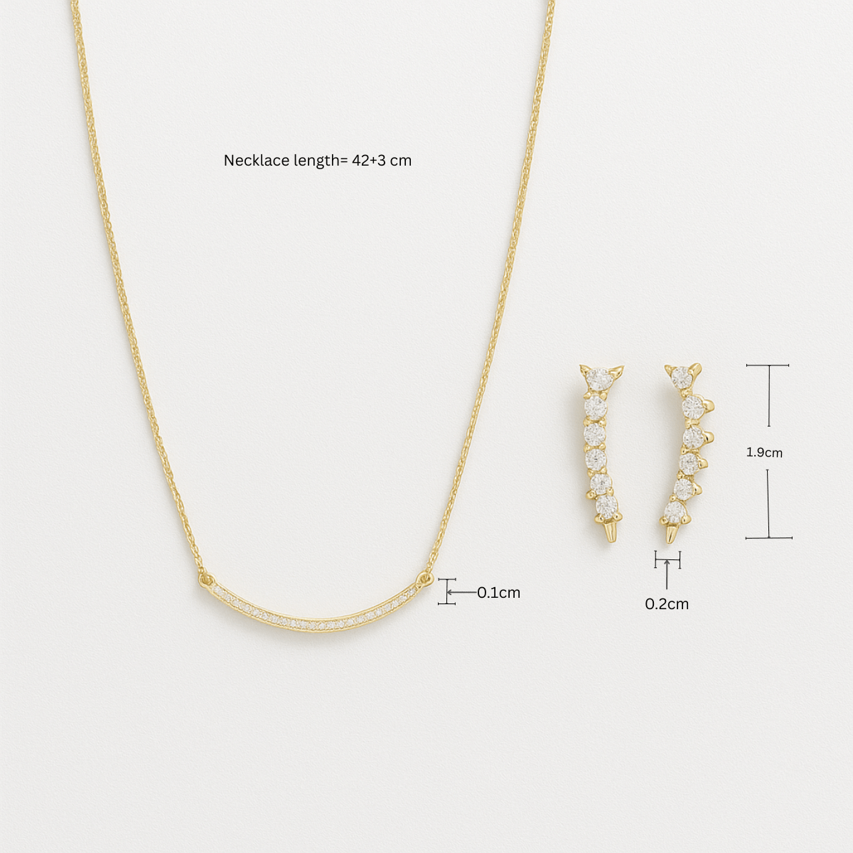 Pave Bar Necklace & Ear Climber Set - Yenny Jewels