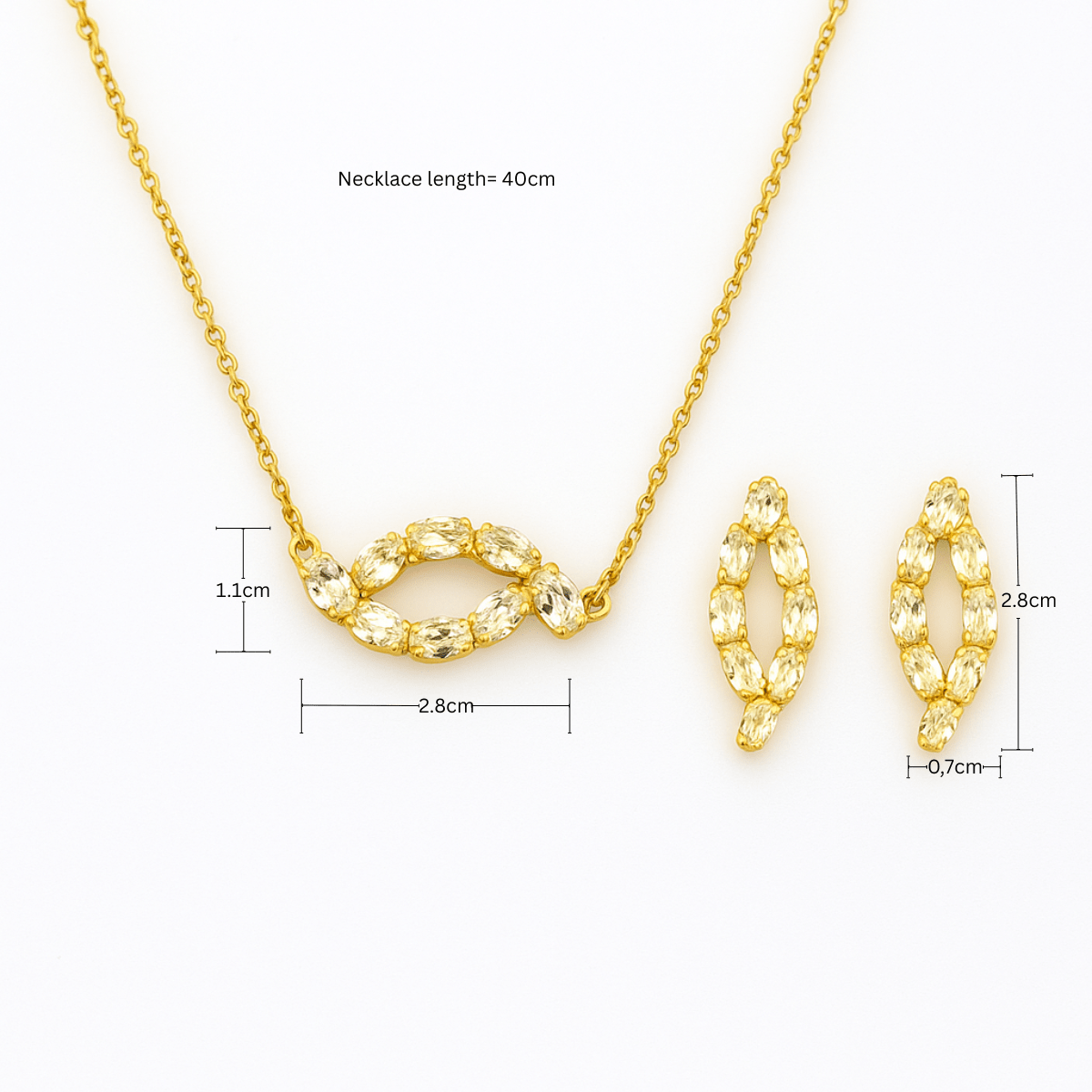 Crystal Link Necklace & Earrings Set - Yenny Jewels