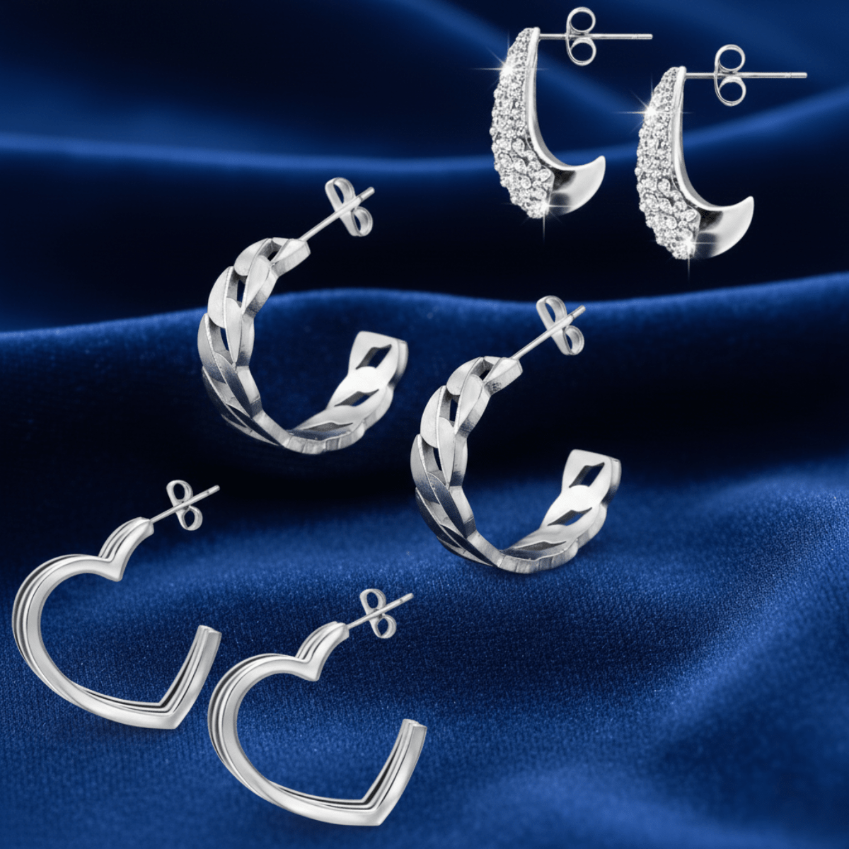 Icon Hoop Earring Trio - Hypoallergenic Stainless Steel - Yenny Jewels