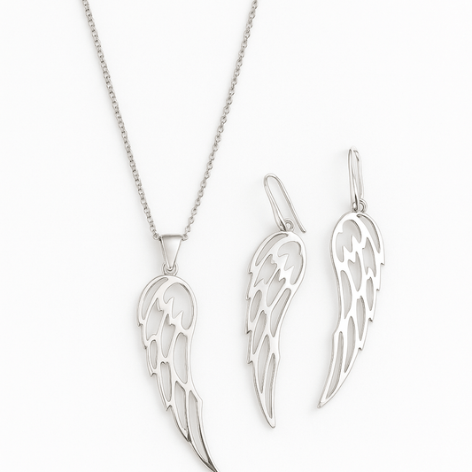 Wings of Eternity – 925 Sterling Silver Angel Wing Jewellery Set - Yenny Jewels