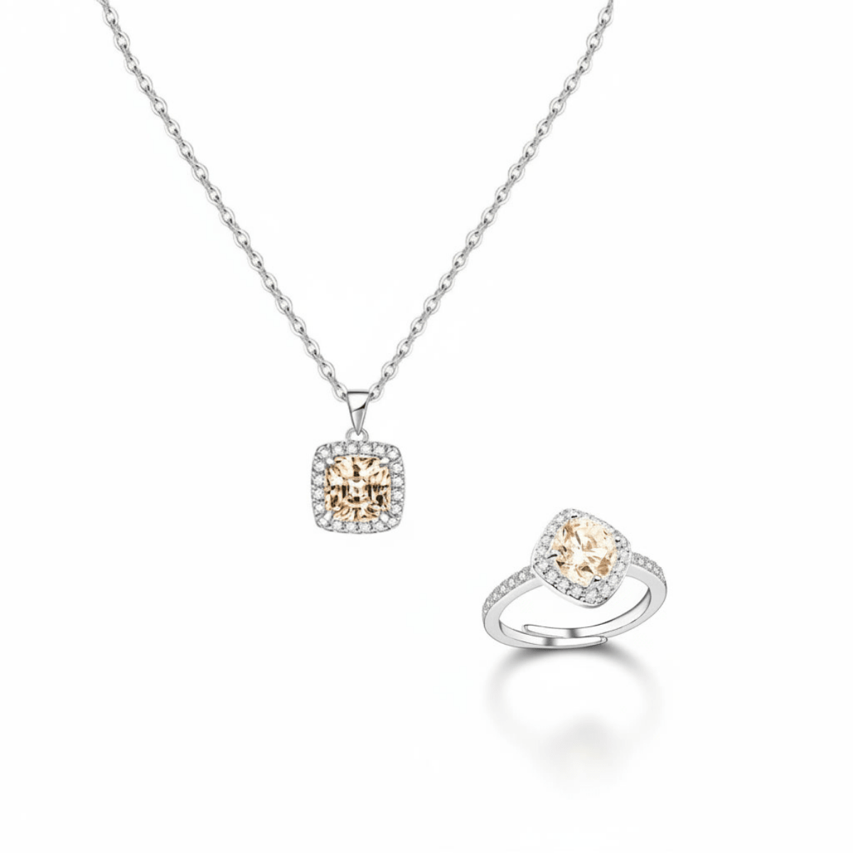 Champagne Luminous: 316L Steel & Zircon Signature Set - Yenny Jewels