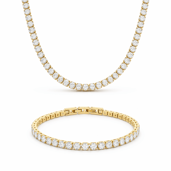 Liquid Ice - 316L Stainless Steel Tennis Necklace & Bracelet Set - Yenny Jewels