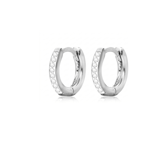 Radiant Vault Crystal Hoop Earrings – Rhodium - Plated 316L Steel - Yenny Jewels