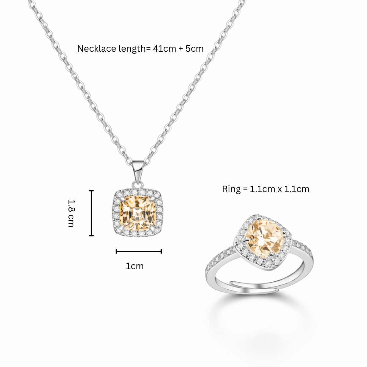 Champagne Luminous: 316L Steel & Zircon Signature Set - Yenny Jewels