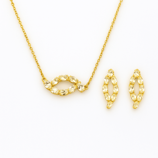 Crystal Link Necklace & Earrings Set - Yenny Jewels