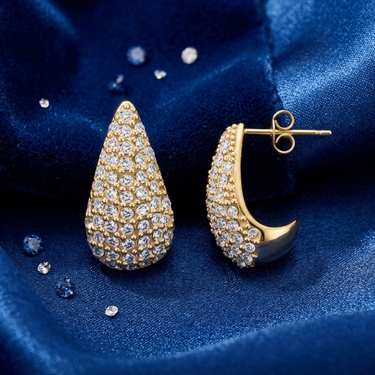 The Aurora Teardrop Pavé Hoops - Yenny Jewels