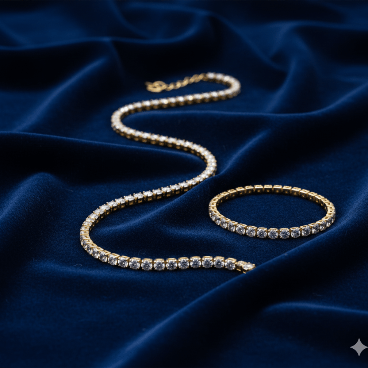 Liquid Ice - 316L Stainless Steel Tennis Necklace & Bracelet Set - Yenny Jewels