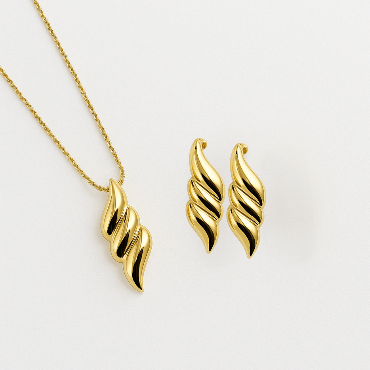 Swirl Pendant Necklace & Earrings Set - Yenny Jewels