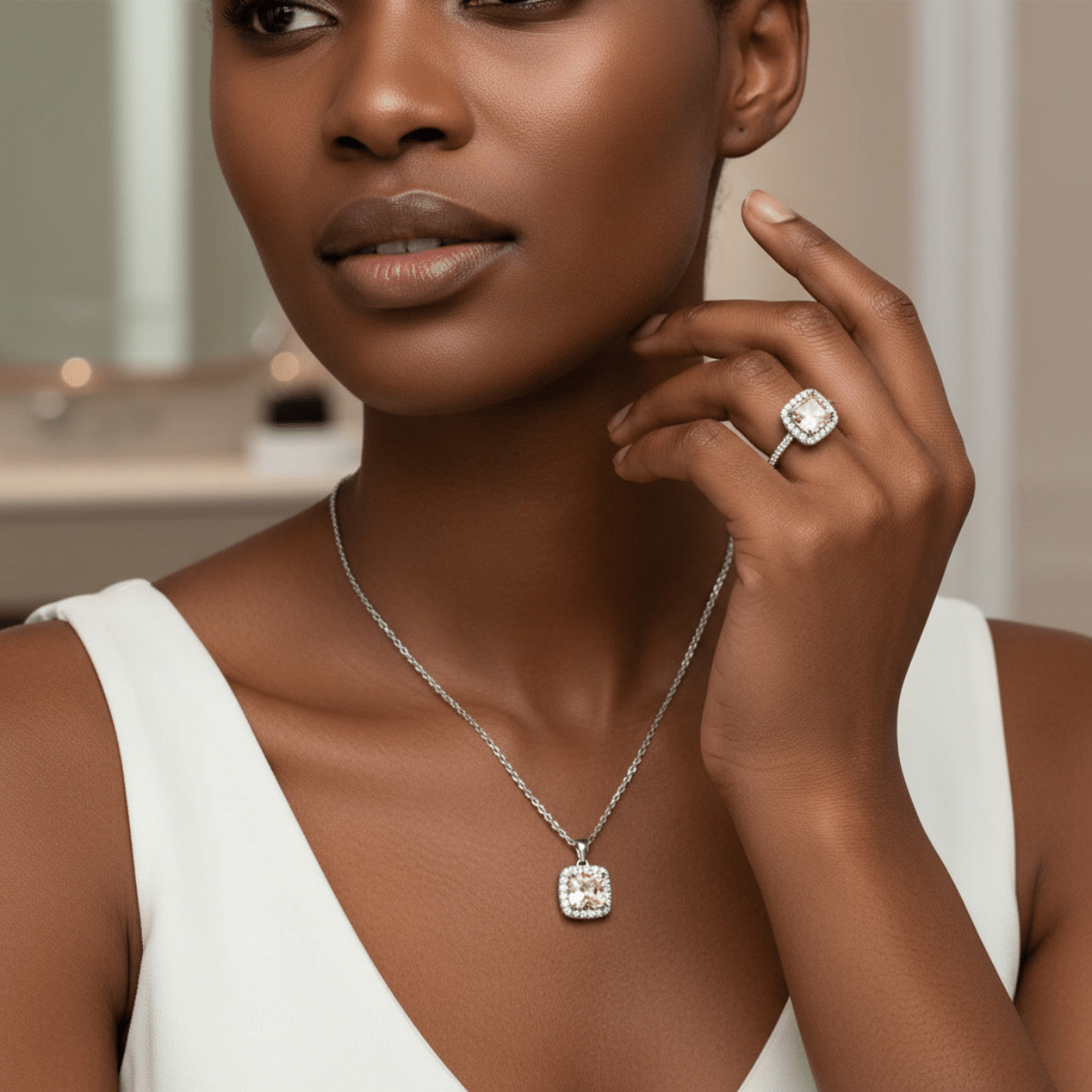 Champagne Luminous: 316L Steel & Zircon Signature Set - Yenny Jewels