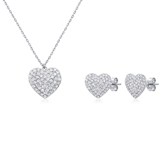 The Lumina Heart Vault: 316L Silver & Pave Rhinestone Suite - Yenny Jewels