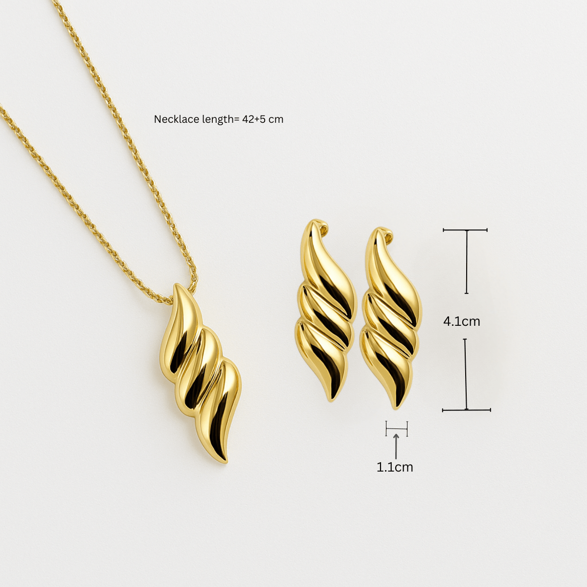 Swirl Pendant Necklace & Earrings Set - Yenny Jewels