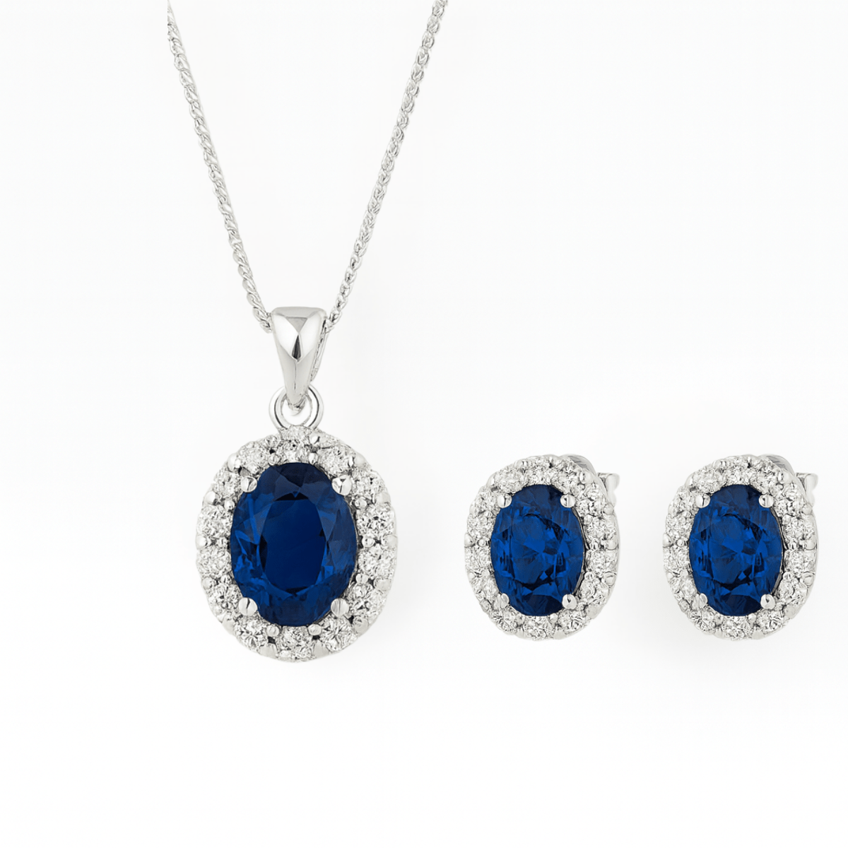 Infinite Blue: Minimalist Sapphire Halo Set - Yenny Jewels