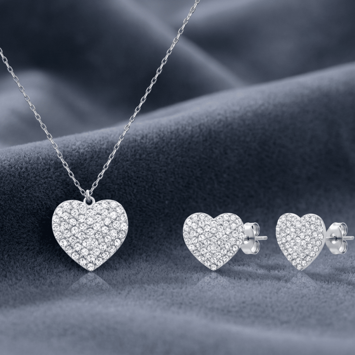 The Lumina Heart Vault: 316L Silver & Pave Rhinestone Suite - Yenny Jewels