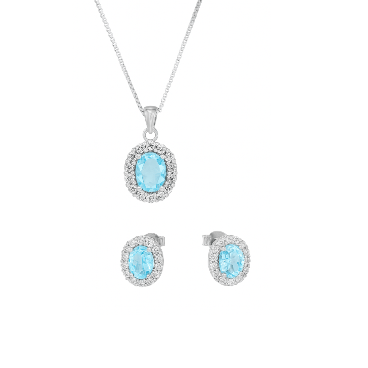 Celestial Waters: Oval Aquamarine Halo Set - Yenny Jewels